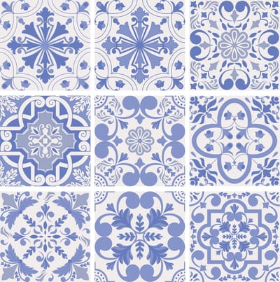 Set van 9 tegelstickers Portugal - Portugese vintage motieven kleur blauw - voor badkamertegels, keukentegels en toilettegels - zelfklevend - Peel en stick - decoratiestickers, DIY, plakfolie stickers
