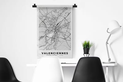 Wandkleed - Wanddoek - Valenciennes - Frankrijk - Plattegrond - Kaart - Stadskaart - 60x90 cm - Wandtapijt