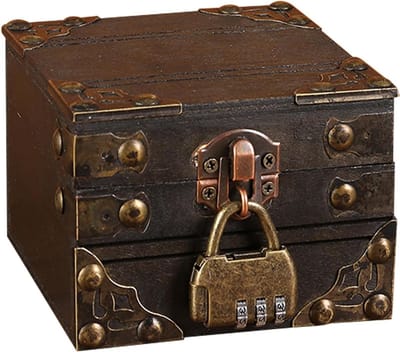 Vintage Schatkist - Houten Sieradenkistje - Bureau Organisatie - Met Slot - Niet Gespecificeerd - Bruin