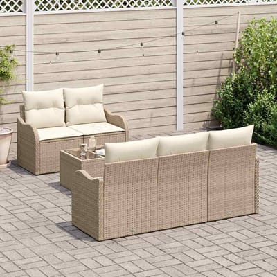 vidaXL - Tuinbank - Set - 6 - st - 5-Aantal - zitplaatsen - Beige - en - Crème