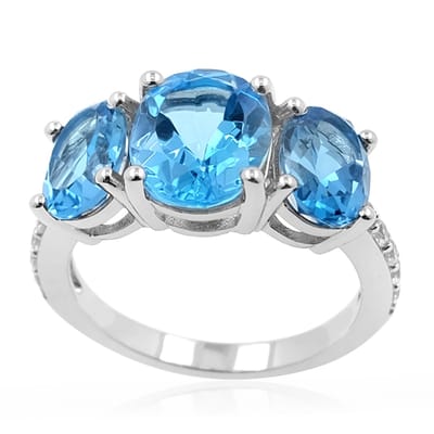 Cavill - Elegante Ring 925 Sterling Zilver - Marambaia Topaas 5,6 ct Ovaal - Zirkonen - Braziliaanse Edelsteen - Dames Sieraad