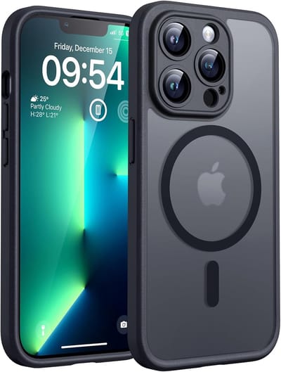 voor iPhone 13 Pro Case Compatibel met MagSafe, Volledige Camerabescherming, Schokbestendig Anti-vingerafdruk Anti-slip Hoesje Dunne Translucente Matte Backcover 6,1-Inch, Zwart