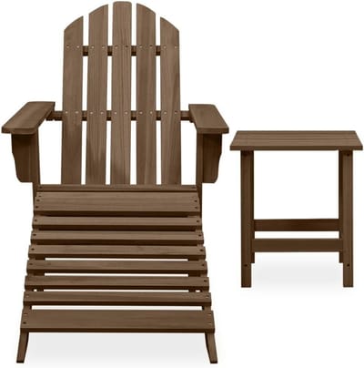 Adirondack Tuinstoel - Loungestoel Buiten - Genieten van Tuin - Inclusief Voetensteun Tafel - 695 x 1475 x 895 cm
