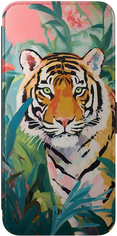 Leuke Telefoonhoesjes - Hoesje geschikt voor Samsung Galaxy A56 bookcase leer - Tijger in de jungle - Tijger in de jungle - Wallet Case met pasjeshouder - Print / Illustratie - Multi