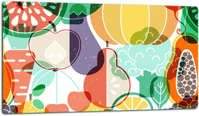 TMK ArtDeko - Snijplank - Glazen Beschermplaat - 52x30cm - Fruitmotief