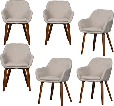 vtwonen Base Eetkamerstoelen - Velvet Melange - Zand - Set van 6