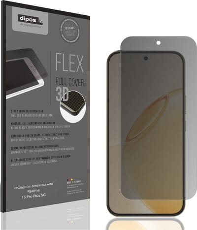 dipos FLEX – Matte Privacy Screenprotector geschikt voor Realme 16 Pro Plus 5G | Volledige Schermbescherming | Case-Friendly