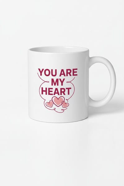 Mok 'You Are My Heart' | Liefdes Beker met Harten | Valentijn Cadeau | Keramiek