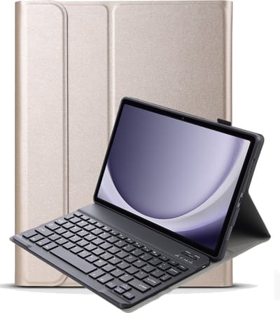 Hoes - Geschikt voor Samsung Galaxy Tab A9 Plus - Toetsenbord Case - Keyboard Book Cover - Hoesje - Goud