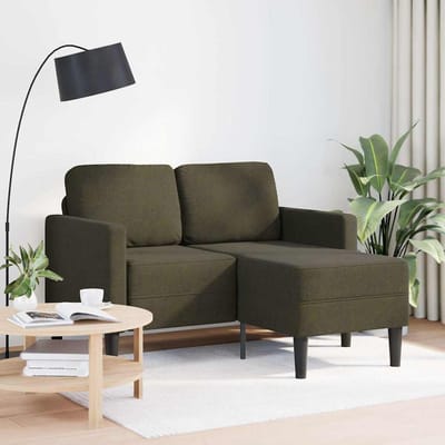 vidaXL - 2-zitsbank - met - chaise - longue, - L-vormig, - legergroen, - 125 - cm