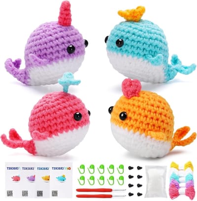 Haaksets voor Beginners en Kinderen - Complete Haakstarter Kit met Video Tutorials, DIY Haakprojecten en Dierlijke Haakfiguren - 4 Stuks