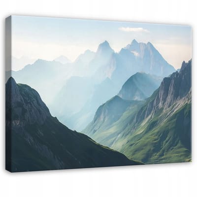 WALLARENA - Canvas schilderij - 100x70 cm - afbeelding van natuur met bergen en landschap voor woonkamer, slaapkamer en keuken