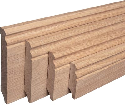 Massief Houten Plint - Alt-Berlijn Profiel - Woonruimte Afwerking - Verborgen Kabelgoot - 150 mm Hoog - Naturel Eiken