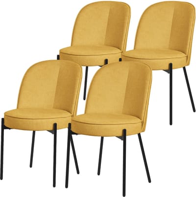Eetkamerstoelen set van 4 mosterd met rugleuning, gestoffeerde stoelen voor eetkamer & keuken ML-Design