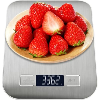 Vivreal CFC-03White elektronische keukenweegschaal, 5 kg bereik/1 g nauwkeurigheid, schakelen tussen meerdere eenheden, roestvrijstalen