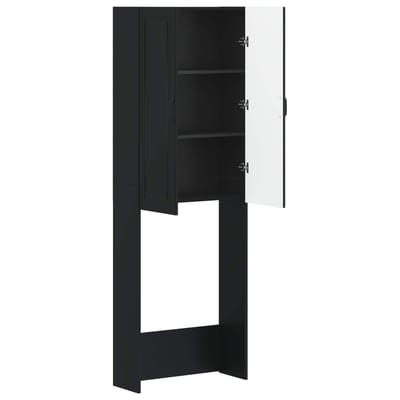 vidaXL - Toiletkast - UTRECHT - Zwart - 66 - x - 25,5 - x - 190 - cm - Bewerkt - hout