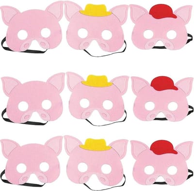 Dierenmaskers van Vilt voor Kinderen - 9 Stuks - Perfect voor Halloween, Verjaardagsfeest en Cosplay