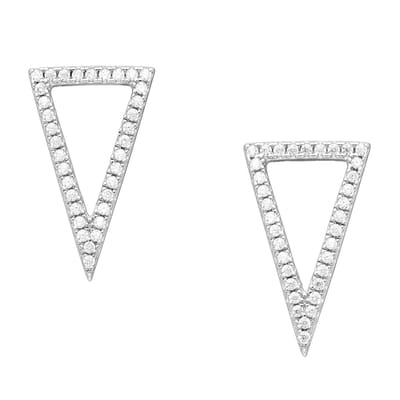 EAR IT UP - Oorbellen - Driehoek - Push back oorknopjes - Gerhodineerd 925 sterling zilver - Zirkonia - Pavézetting - 18 x 11 mm - 1 paar