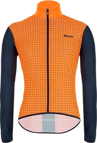 Santini Fietsjack lange mouwen Fluo Oranje Heren - Nebula Windproof/Rain Resistant Skin Shell Orange Fluo - 2XL