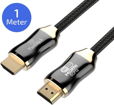 VanDijck Premium HDMI kabel 2.1 - 1 meter - 4K 120Hz - 8K 60Hz - Goud