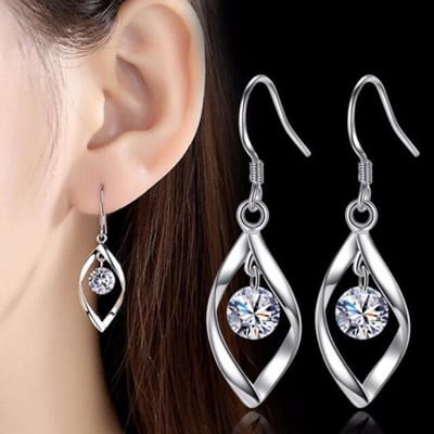925 Sterling Zilver Nieuwe Sieraden Hoge Kwaliteit Vrouw Mode Oorbellen Retro Lange Kwast Zirkonia Pop Haak Oorbellen gray