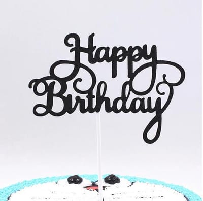 Akyol - Happy Birthday Taart Topper - Lazy font Zwart - Taart topper - Cake topper - taart topper zwart-happy birthday topper zwart -birthday caketopper zwart Happy birthday - Verjaardagstaart topper - Verjaardag
