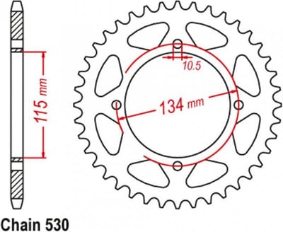 Achtertandwiel Sifam voor motor Cagiva 750 Elefant 1987 tot 1989 46 tanden P530