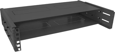 Muurbeugel voor 19 inch componenten | bodem en deksel | 24-40 cm diep | max. 10 kg | 2U | zwart