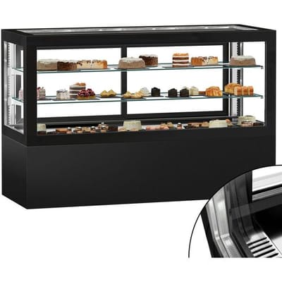 GGM Gastro Kühl- & Kuchenvitrine - 2010mm - Doppelverglasung - mit 2 Ablagen Zwart