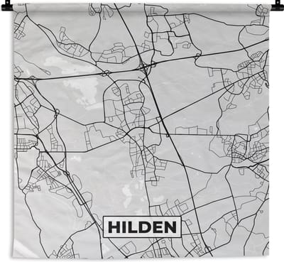 Wandkleed - Wanddoek - Stadskaart - Hilden - Plattegrond - Kaart - Duitsland - 180x180 cm - Wandtapijt
