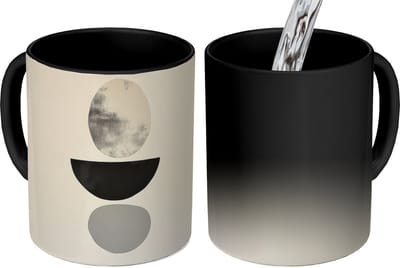 Magische Mok - Foto op Warmte Mokken - Koffiemok - Beige - Japandi - Wabi sabi - Magic Mok - Beker - 350 ML - Theemok