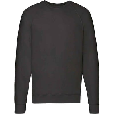 Fruit of the Loom Unisex Lichtgewicht Raglan Sweatshirt voor volwassenen (Zwart)