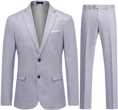 ALLTHEMEN Heren Geruit Pak met Steekkraag - Twee Knoppen - XS
