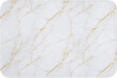 Badmat 90x60 cm - Antislip - Wit - Marmer - Goud - Luxueus - Badmatten voor badkamer - Badkamermat - Douchemat - Badkamer mat