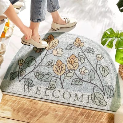 Tapis de sol nordiques semi-circulaires pour l'entrée de la maison, Anneaux en fil résistants aux taches, Tapis de pied ménagers simples en PVC antidérapant pour gratter le sable et enlever la poussière 60*90cm