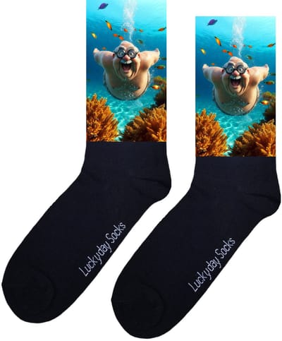 LuckyDay Socks - Liefste opa - Opkikker - Beterschap - Gekke opa - Verjaardag cadeau - Leuke sokken - Vrolijke sokken - Print sokken - Vakantie - Grappig cadeau - Cadeau sokken - Sokken maken Happy - Maat 37-44