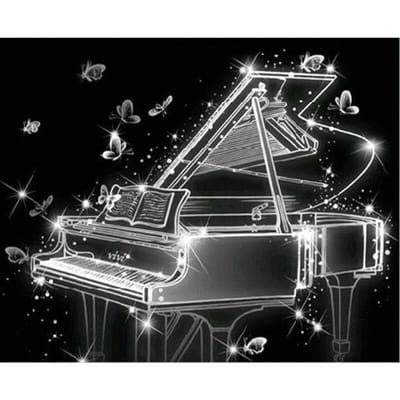 DIY Volledige Diamant Borduurwerk Prachtige Piano Kruissteek Kits Ronde Diamant Mozaïek Diamant Schilderij 20X30CM gray