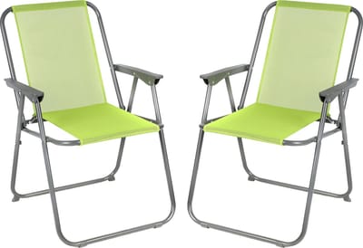 Sunnydays Picnic camping/strand stoel - 2x - aluminium - inklapbaar - groen - L53 x B55 x H75 cm