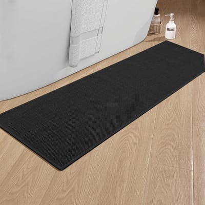 Badmat 43 x 150 cm antislip badematte met rubberen achterkant wasbare badmat badvoorlegger badtapijt badkamer douchegordijn zwart