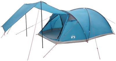 vidaXL - Huisje - Tent - met - dak - Blauw - 8-persoons - Polyester - en - Staal