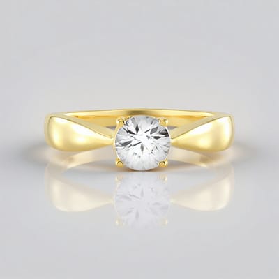 Cavill - Zilveren Ring - 925 Sterling Zilver Verguld - 1 014 ct Cambodjaanse Zirkoon Ronde Briljant - Luxe Prong Zetting - Elegante Sieraden