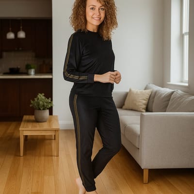 Velvet Twosie / Huispak / Twinset GLAMOURISTA  - Zwart / Goud - Polyester - Maat L