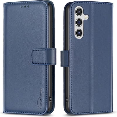 BINFEN Hoesje - Geschikt voor Samsung Galaxy A15 Hoesje - BINFEN Color Book Case - Blauw