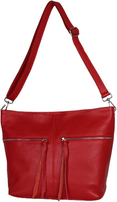 AmbraModa GLX06 - Dames Schoudertas - Crossbodytas - Italiaanse tas van echt leer - Rood