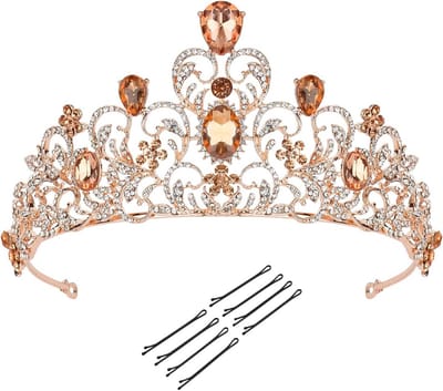 Zilveren Kroon met Roze Strass Steentjes