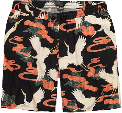 JP 1880 - Heren - Bermuda viscose all-over print relaxed fit - Zwart - Maat 3XL