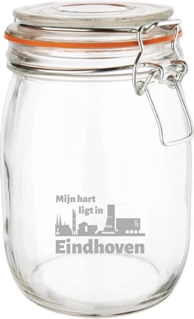 Gegraveerde Weckpot 1 ltr. Eindhoven