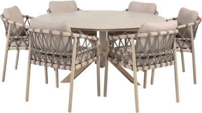 Prado Piacenza dining tuinset 160xH75 cm 7 delig keramiek latte Taste 4SO