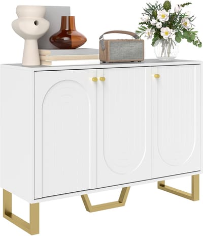 HOMCOM Dressoir - MDF - 106,5 x 35 x 77,5 cm - Wit