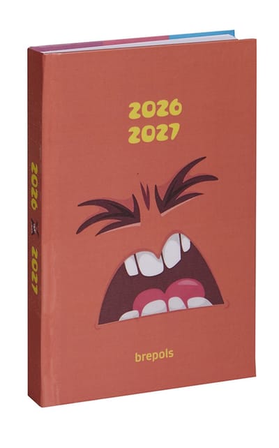 Brepols agenda 2026-2027 - MONSTERS - Schoolagenda - 1 dag per pagina - Stevige omslag - Dagoverzicht - Oranje - 11.5 x 16.9 cm